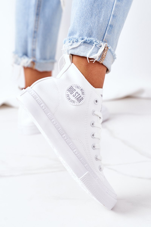 Dámské Kožené Vysoké Tenisky Big Star GG274016 Bílé