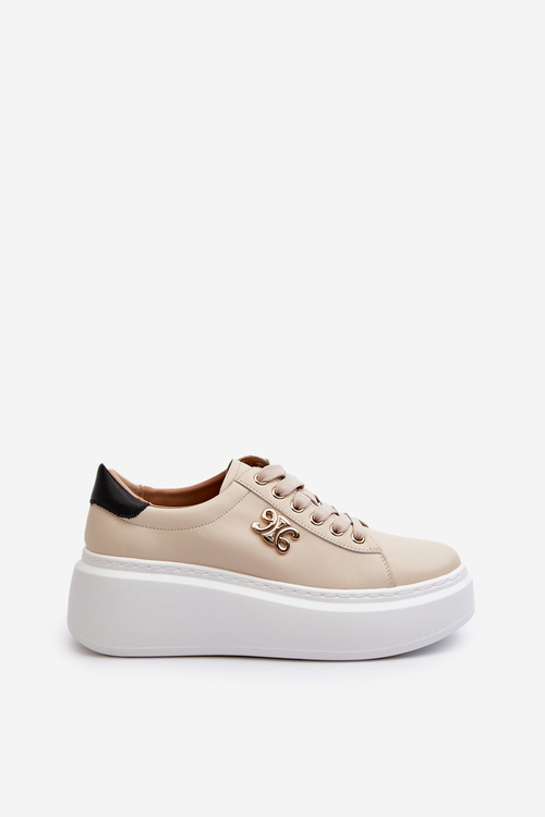 Dámské Kožené Tenisky Na Platformě Beige Pernalia