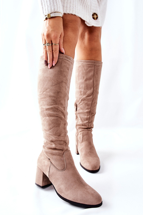 Dámské Kozačky Na Podpatku Béžové Newferry