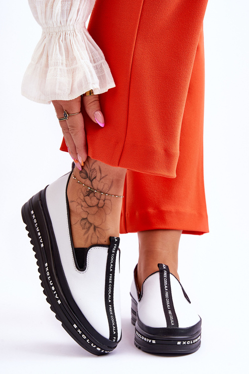 Pošmyknuté kožené dámske biele tenisky Nathalie