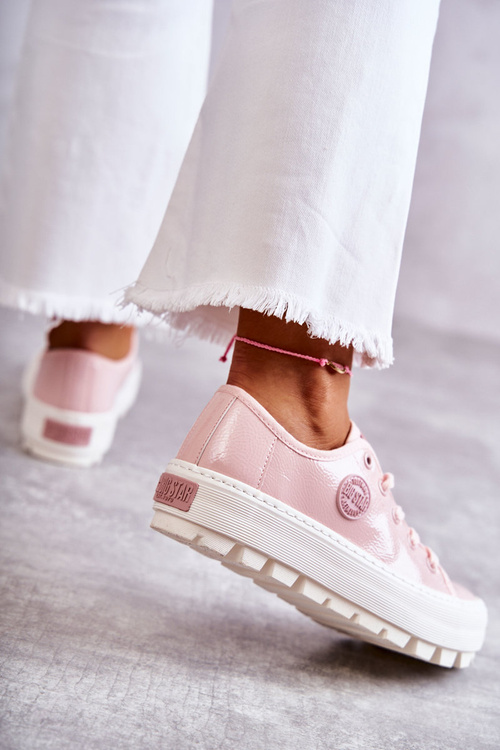 Módne lakované veľké hviezdy KK274047 Pink tenisky