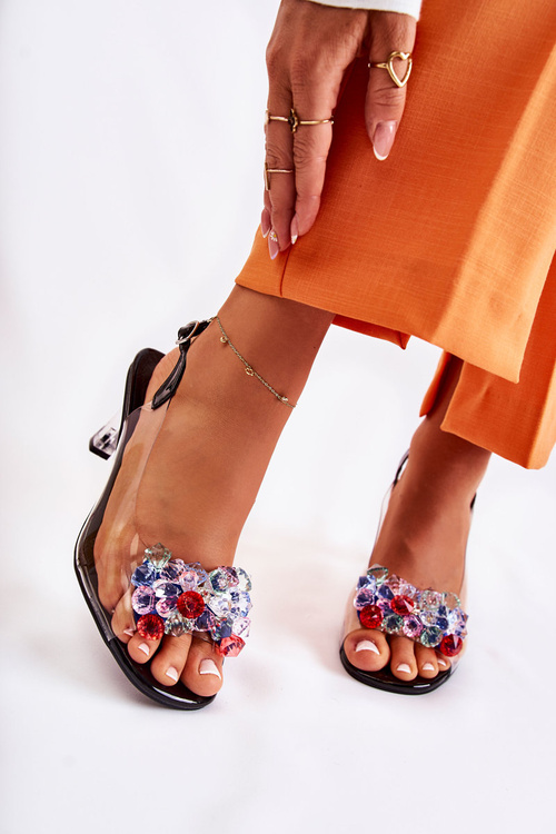 Elegantní sandály se krystaly Černá Lanette