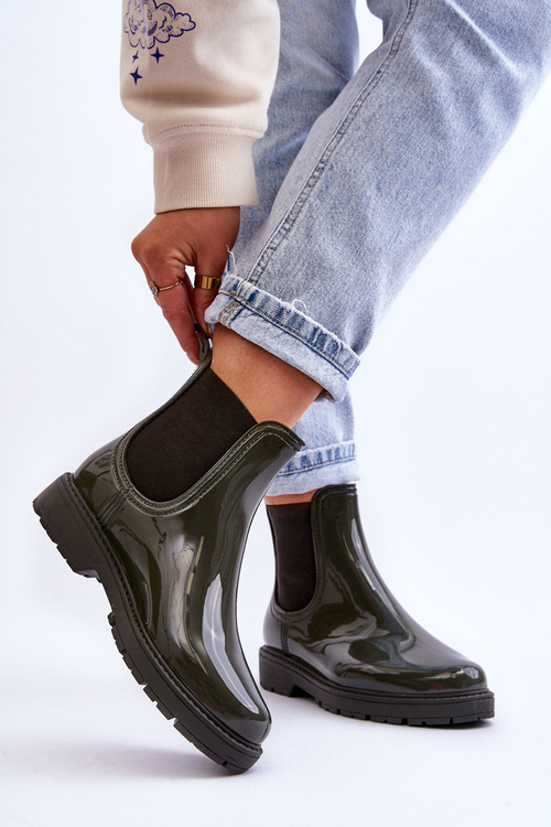 Dámské Slip On Galoše Chelsea Boots tmavě zelené Larone