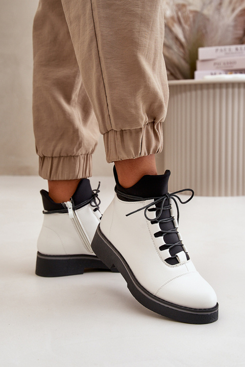 Nízke Dámske Čižmy Zateplené Z Eko Kože Béžové Erisabelle