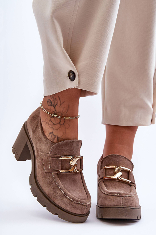 Elegantní boty se zlatým zdobením Tmave béžová Harmell