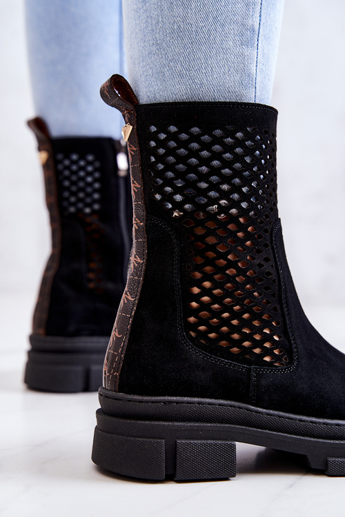 Kožené boty Workers Nicole Černá 2711