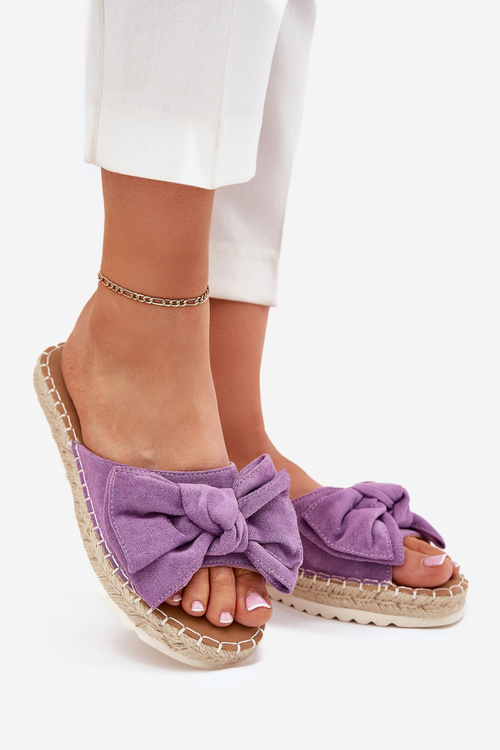 Dámske Sandále Na Platforme S Pletením A Mašľou Fialové Alpireda