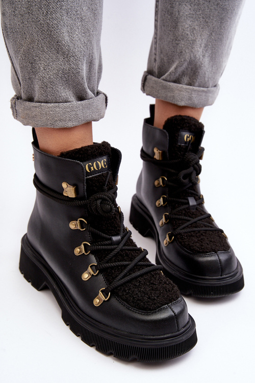 Dámské Kožené Trapery GOE MM2N4082 Černé