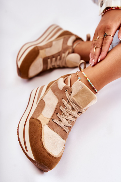 Dámske semišové športové topánky hnedé a béžové Elisse