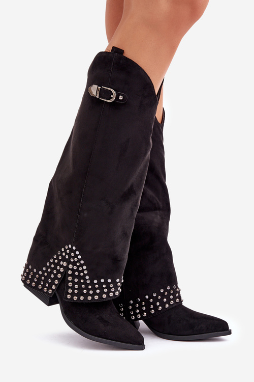 Čižmy S Otočeným Zvrškom Na Opätku Čierne Iveliri