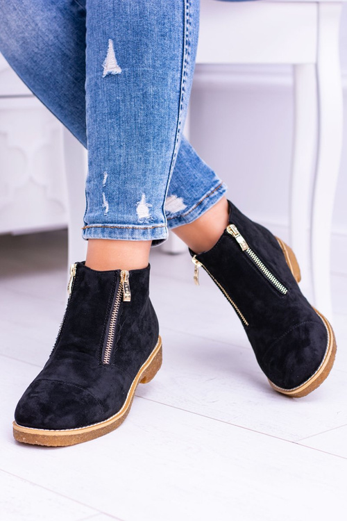 Lu Boo Black Suede Dámske topánky s Inez posúvačmi