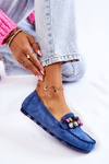 Dámské semišové mokasíny se zdobením modré Janetta