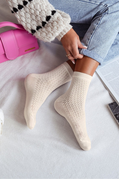 Dámské síťované ponožky Ecru