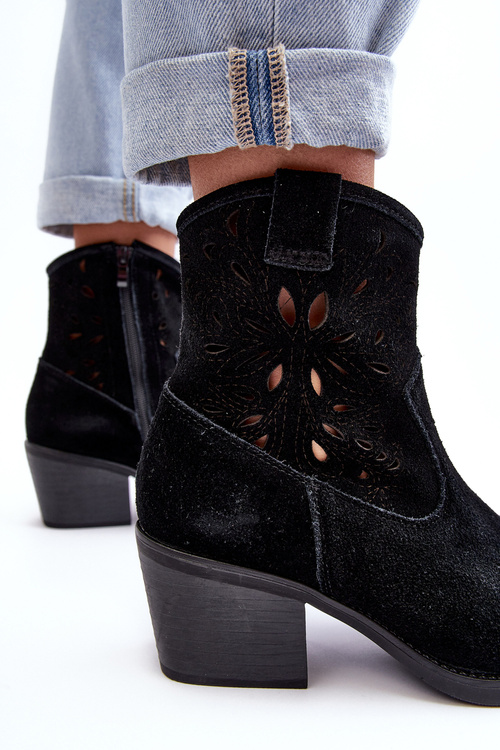 Semišové topánky Openwork D&A SN622-20 Čierna