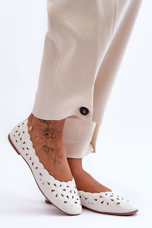 Dámské Prošívané Lesklé Baleríny Bílé Visionary