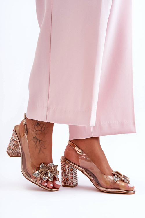 Zdobené štýlové priehľadné sandále Pink Gold S. Barski MR1037-18