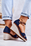 Veenus Navy Blue Wedges Dámske sandále