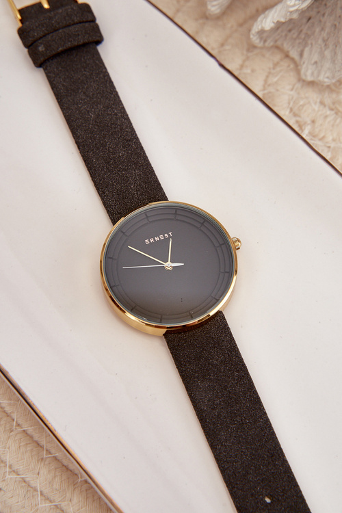 Dámske analógové semišové hodinky bez Nickel Ernest Pink