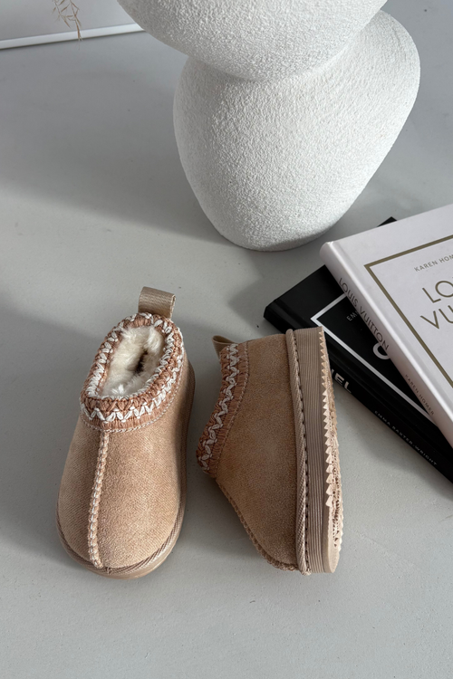 Detské snehule s výšivkou béžové Prina