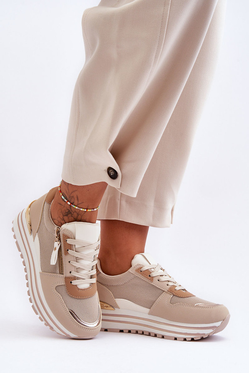 Dámske športové topánky s dekoratívnym hradným béžovým Káhire