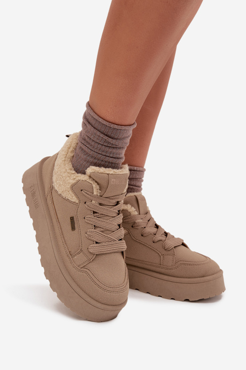 Dámské Tenisky Na Platformě S Beránkem Big Star SS274105 Béžové