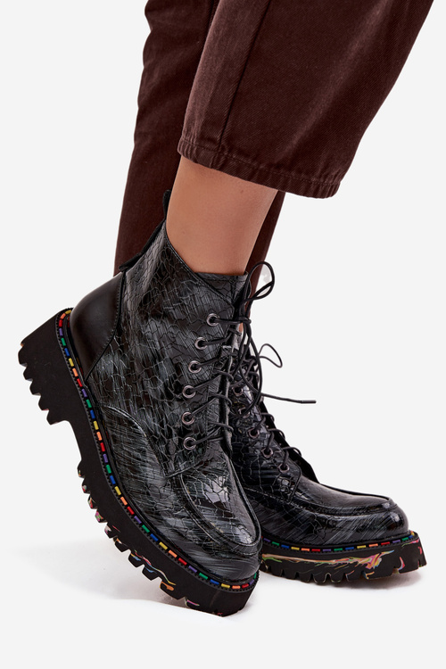 Kožené Lakované Dámske Čižmy Artiker 57C0065 Sivé