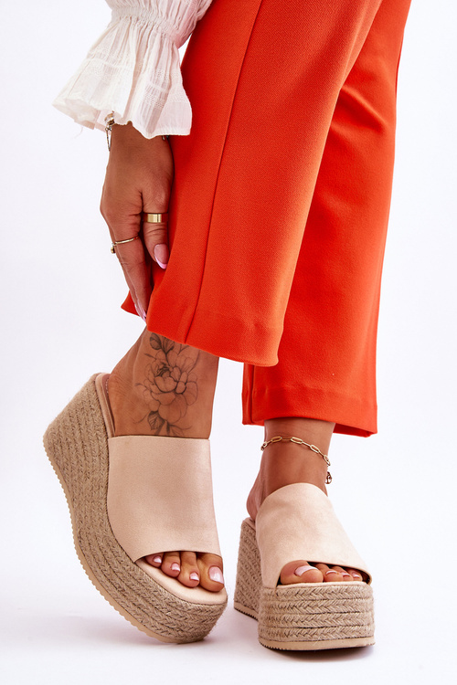 Ženské kliny a platforma béžová ysabel