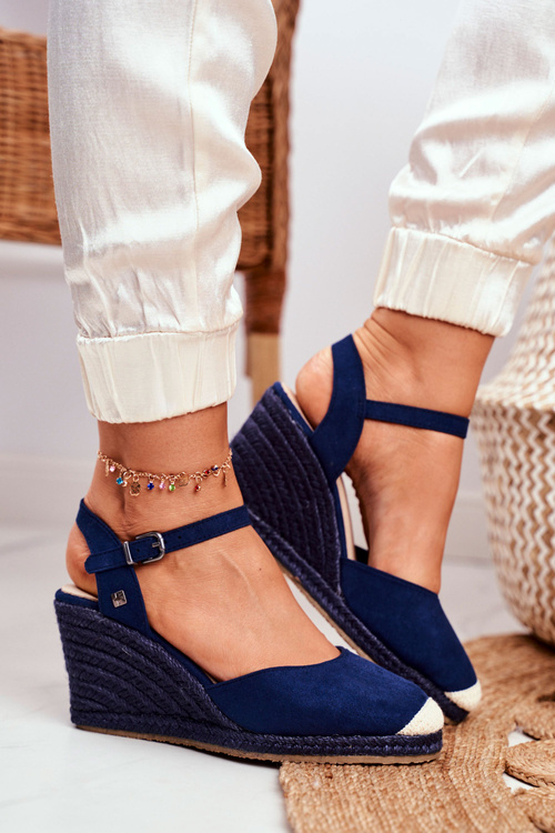 Dámske sandále na veľkej hviezde Big Star Navy Graced Wedges DD274A172