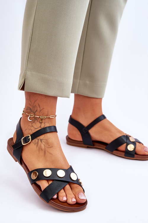 Ploché sandále S. Barski KV-5541-35 Čierna