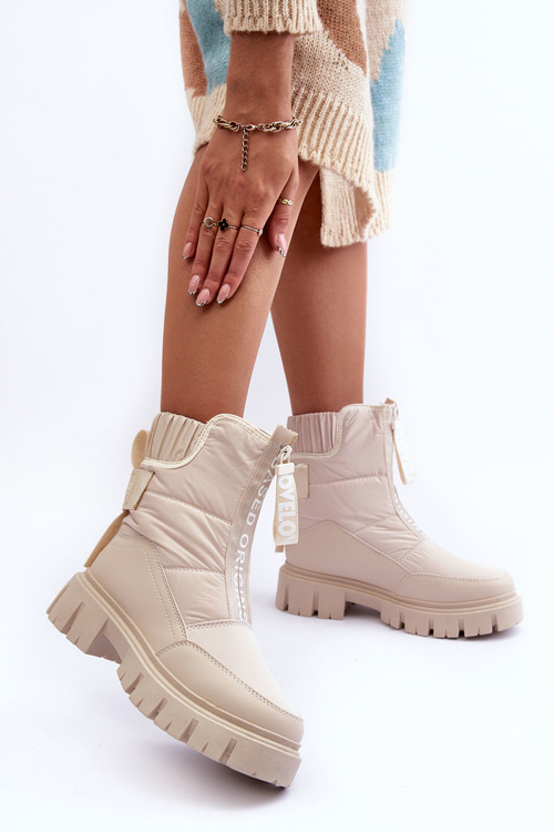 Vysoké Dámské Zimní Boty Ocásněné Bežové Freoc