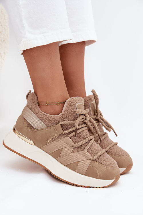 Zateplené dámské tenisky na platformě Béžové Juvira