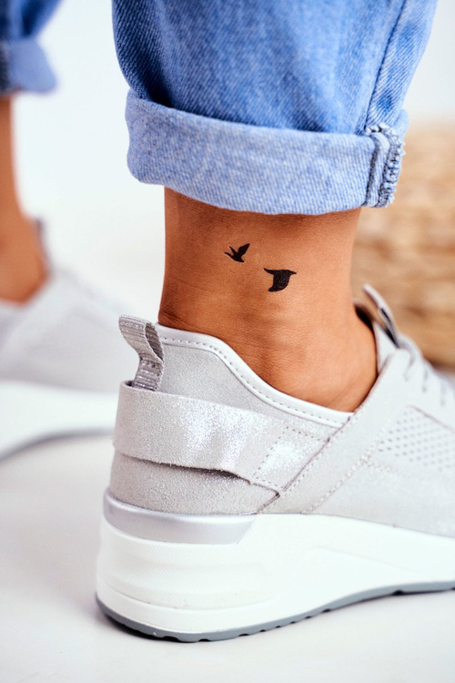 Dámská Sportovní Obuv Kožená Stříbrná Love Me