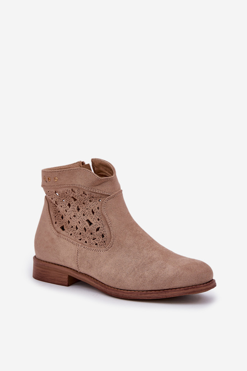 Dámske Ažúrové Topánky Na Ploškom Opätku S.Barski HY51-113 Béžové