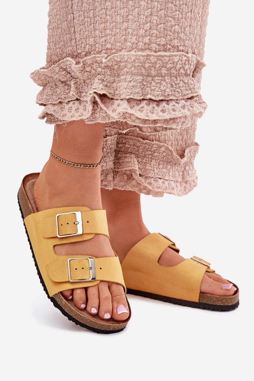 Dámské Sandály Na Korek Platformě S Přezkou Žluté Evisolla