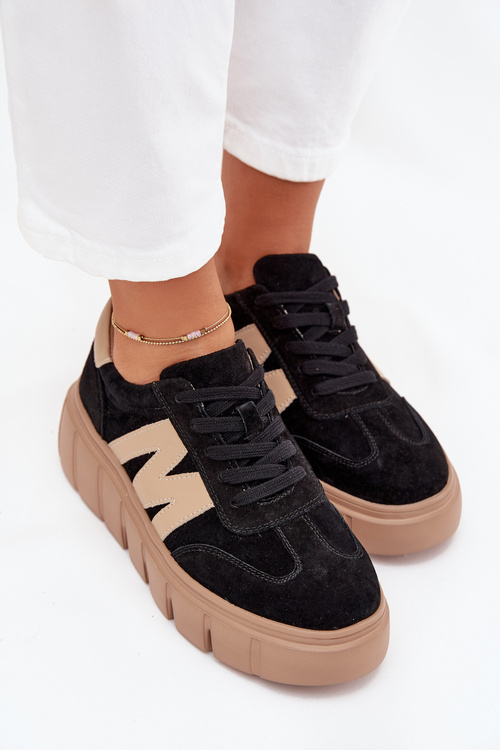 Dámske semišové tenisky na platforme Vinceza 79561 čierne