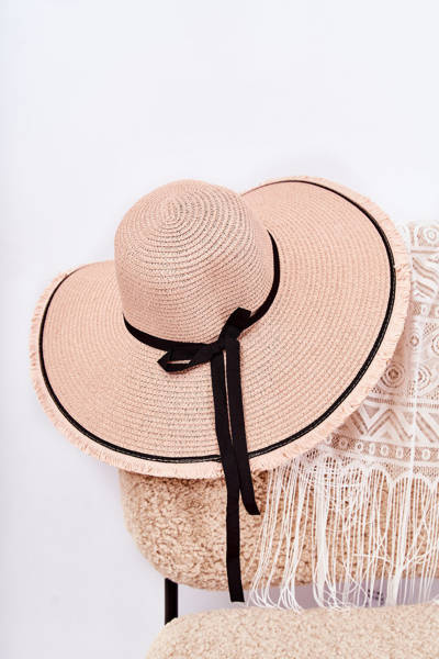 Dámský  klobouk s černým pruhem růžový Mady