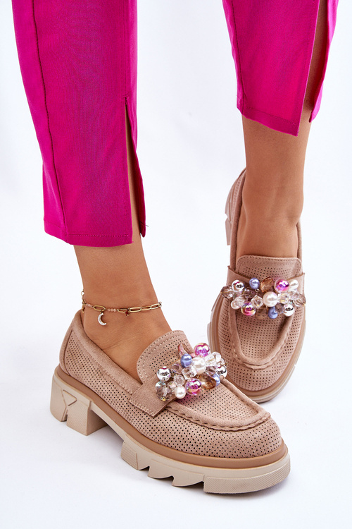 Dámské mokasíny s ozdobami Béžove Issac