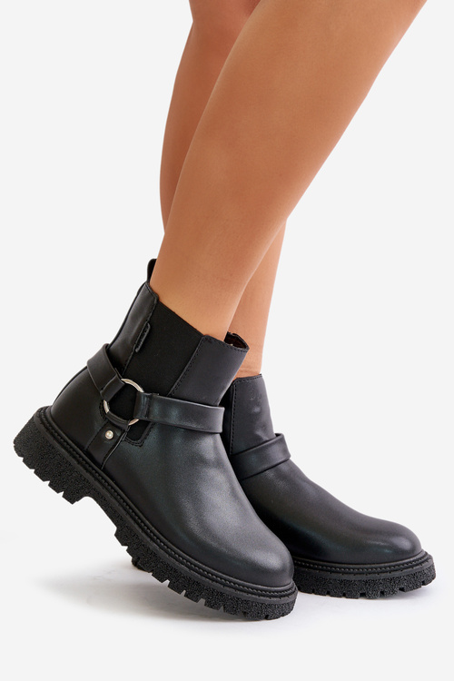 Kotníkové Topánky Zateplené Na Zips Big Star OO274A128 Čierne