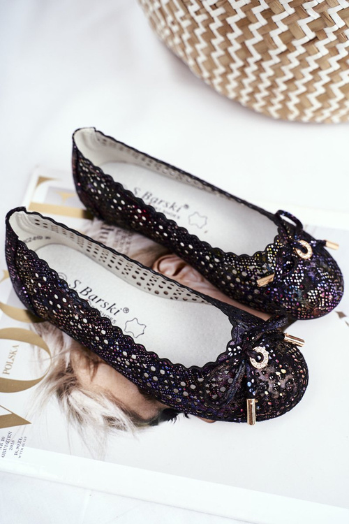 Čierne otvorené diela detské baleríny pre Barskie rettro suchý suchý suchý suchý suchý suchý