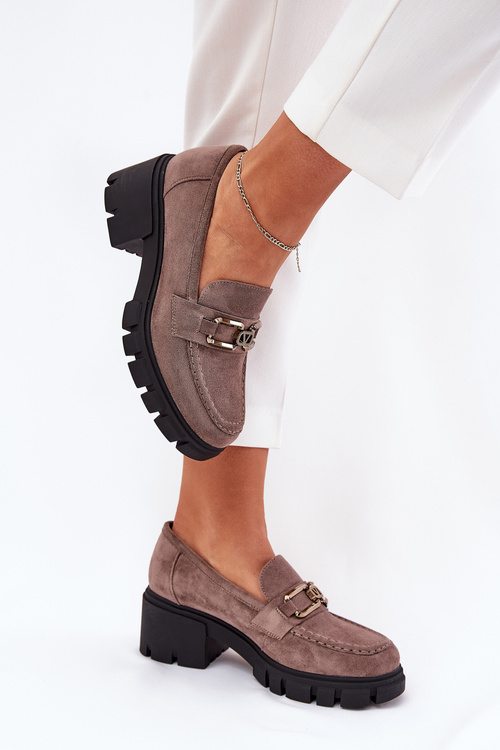 Ekokožené Polobotky Dámské S Ozdobou Ciemnobeżowe Vinceza 39921