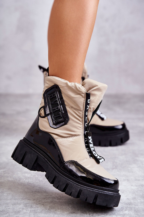 Ženské izolované snehové topánky pre béžovú a čiernu maritu