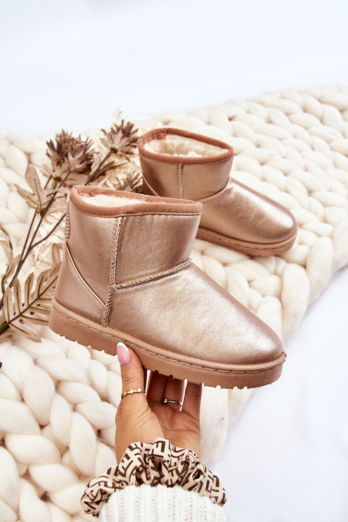 Teplé dětské sněhové boty s kožešinou Champagne Scooby