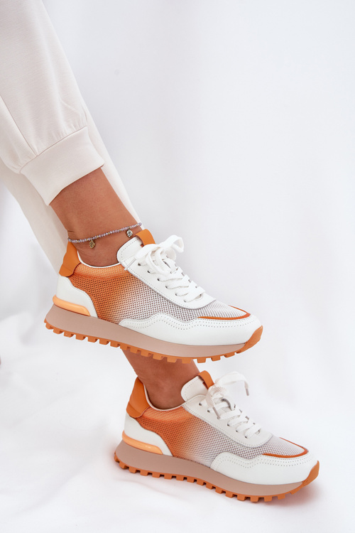 Kožené Sportovní Boty S Síťovinou Dámské Vinceza 66775 Oranžové