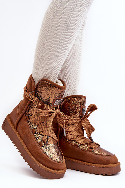 Dámske snehové topánky s viazaním D.Franklin DFSH370006 Brown