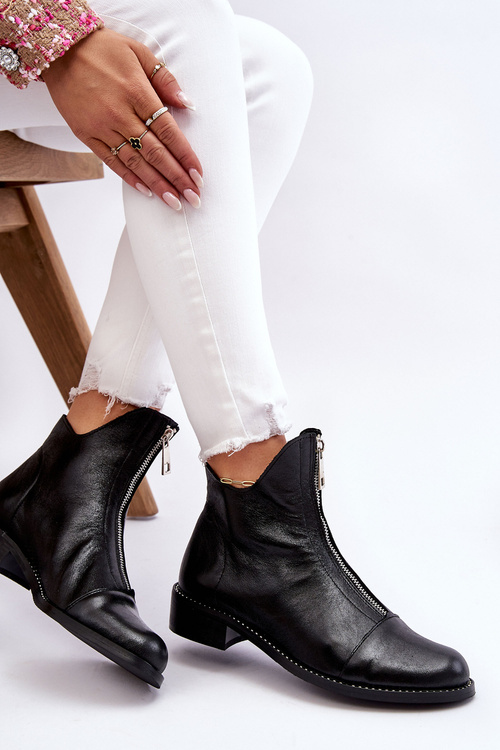 Kožené topánky na Nicole 2785/037 čierna