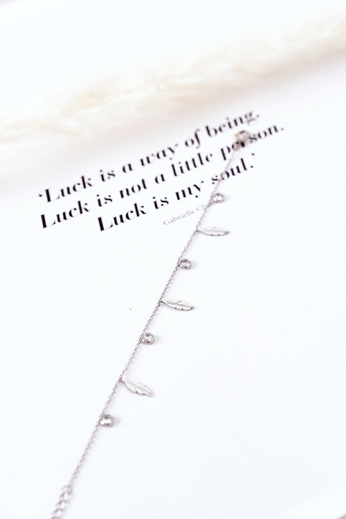 Náramek S Peřím A Zirkony Stříbrný