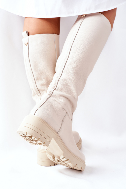 Béžové kožené boty Nicole 2685