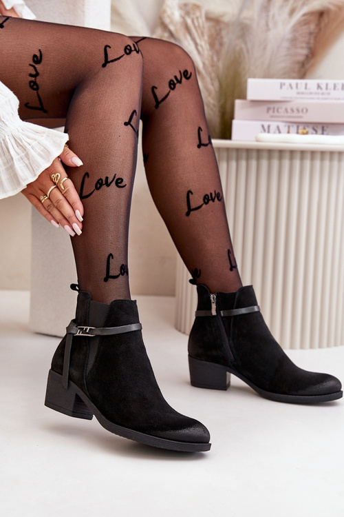 Zazoo 2326 Zamszové Dámske Nazúvacie Čierne Topánky