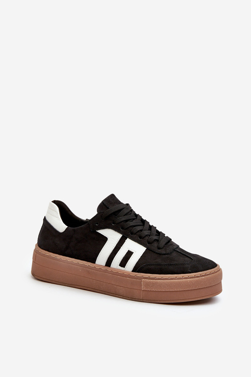 Čierne kožené dámske tenisky na platforme Zazoo N1095S2