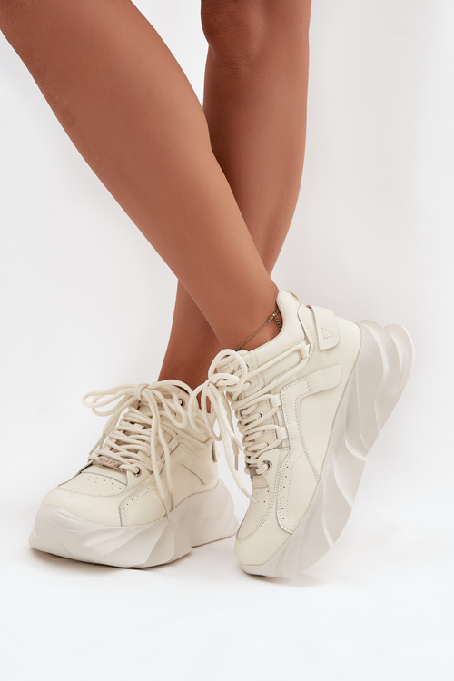 Dámské tenisky přírodní kůže GOE SS2N4037 Ztemnělá bílá